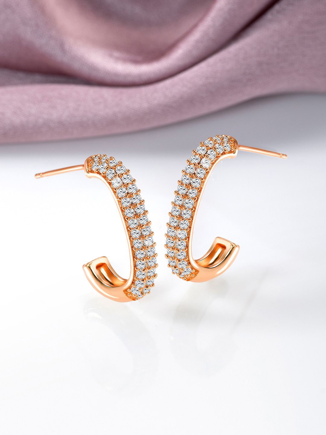 

Peora Contemporary Half Hoop Earrings, Rose gold