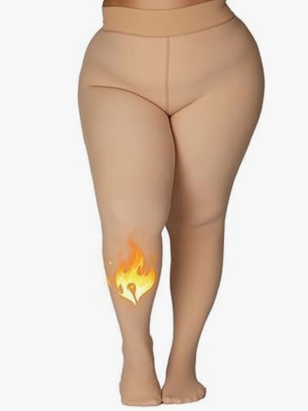 

HOT BEES Women plus size Fleece Winter Dual Tone Fur Pantyhose Stockings, Nude