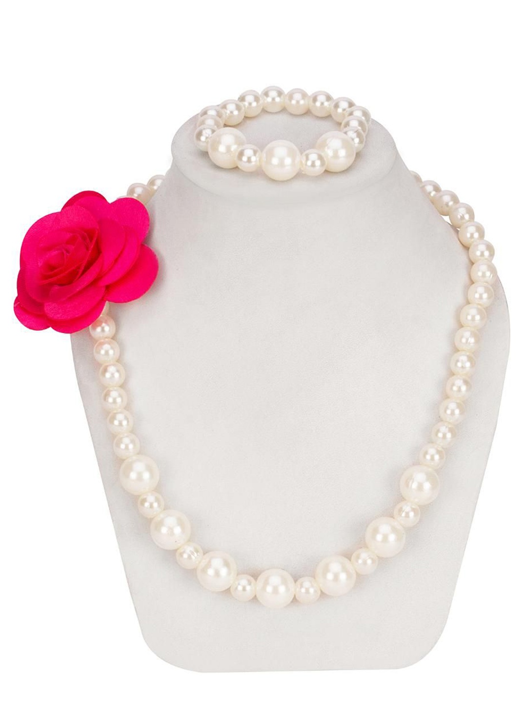 

Daizy Girls Flower Pearls Beaded Jewellery Set, Pink