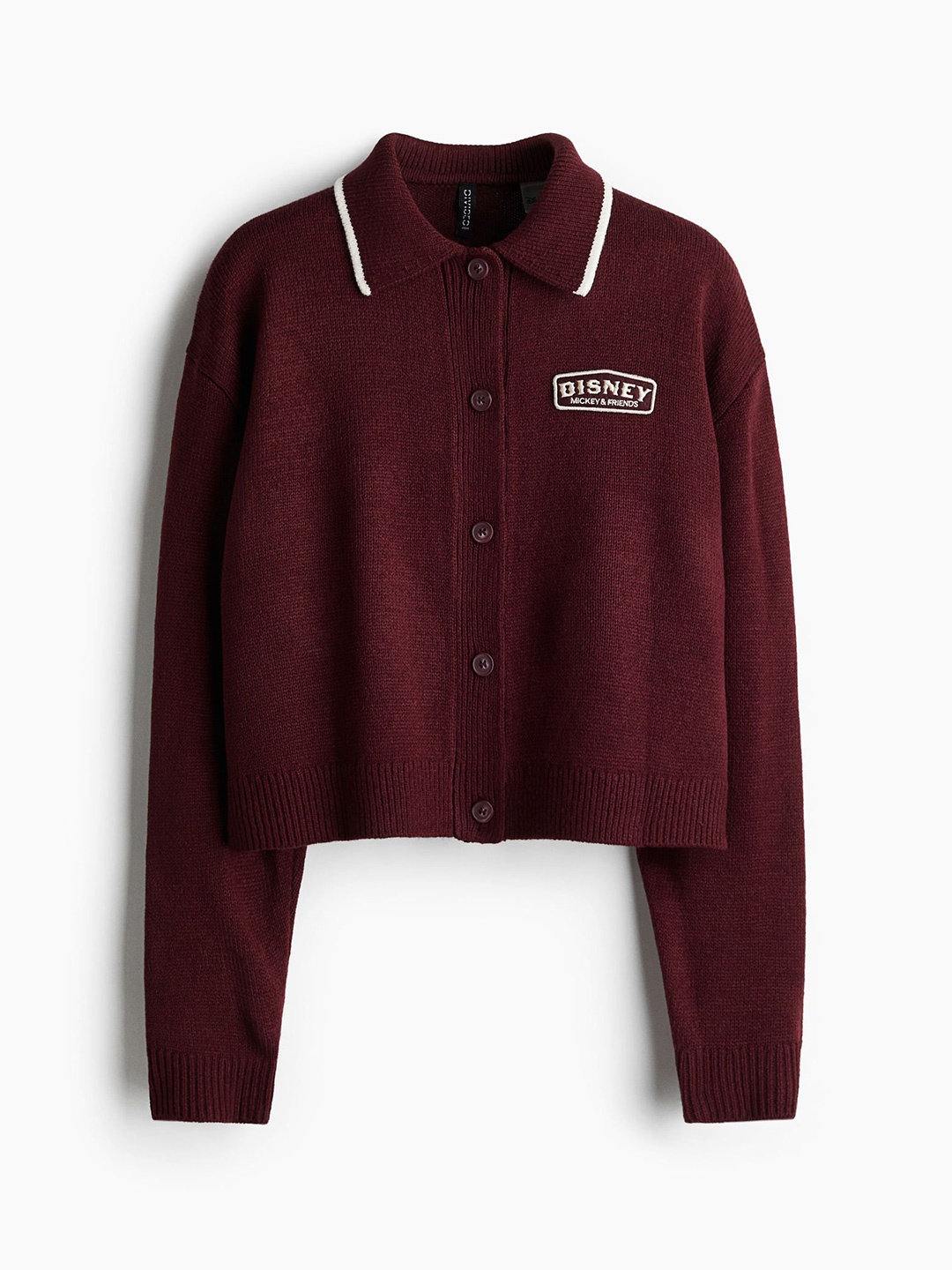 

H&M Motif-Detail Collared Cardigan, Red