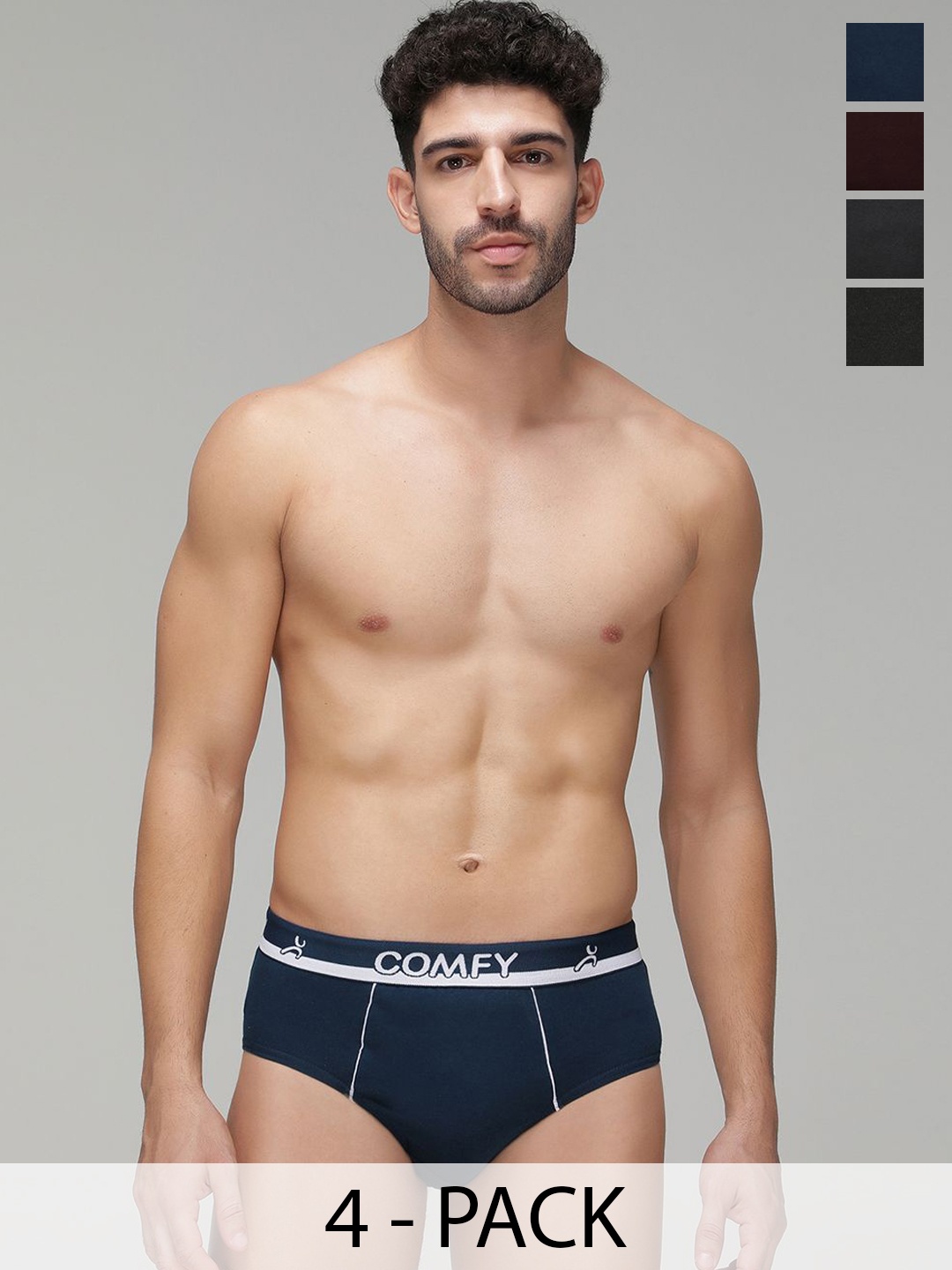 

AMUL COMFY Pack Of 4 Mid Rise Cotton Briefs AC-CBRIOE-MULTI-S-4PC, Blue