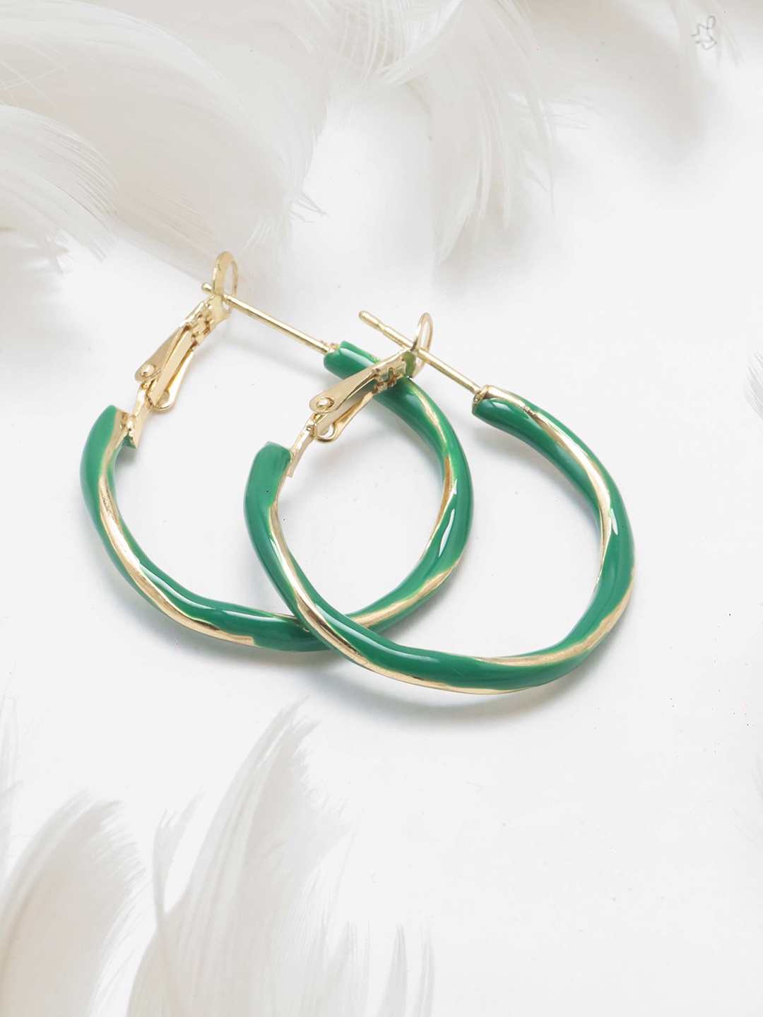 

Maansh Contemporary Hoop Earrings, Green