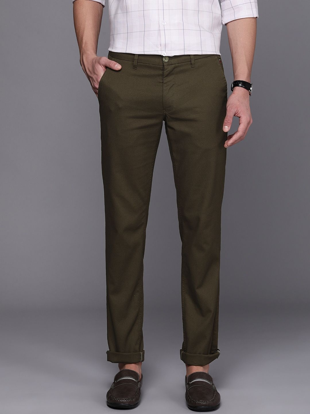 

Louis Philippe Sport Men Slim Fit Formal Trousers, Olive