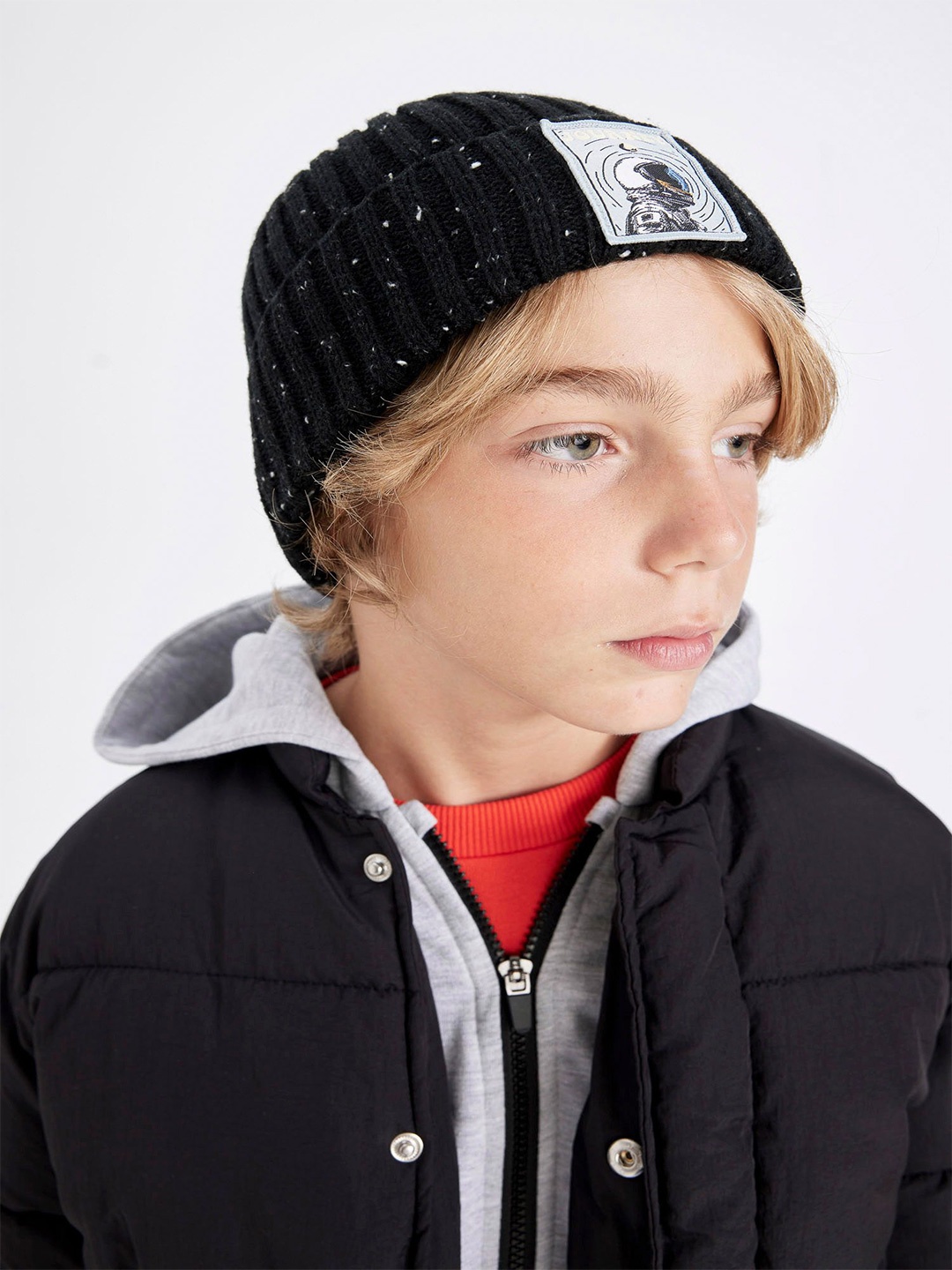 

DeFacto Boys Printed Beanie, Black