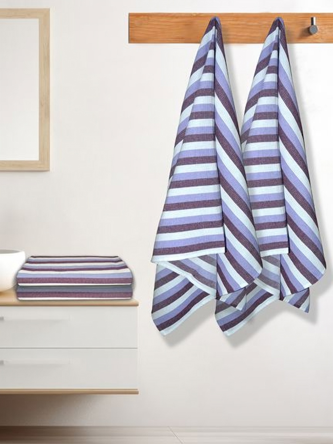 

Aura Violet & Blue 4 Striped Cotton 210 GSM Bath Towel