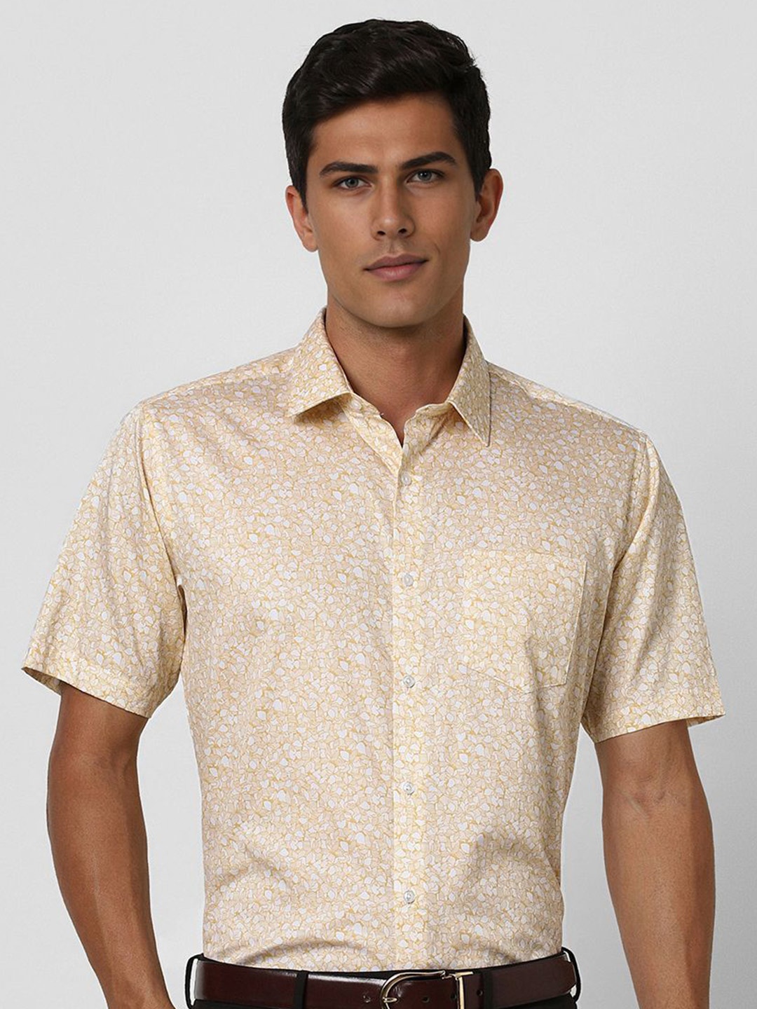 

Van Heusen Men Opaque Printed Formal Shirt, Beige