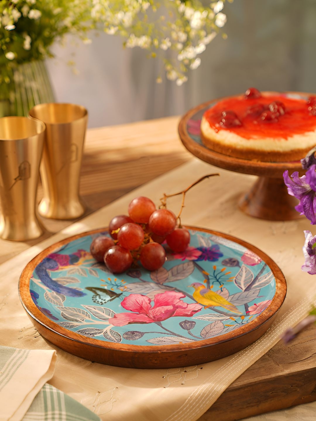 

JAYPORE Blue 2024 Wood 1 Pieces Food Platter