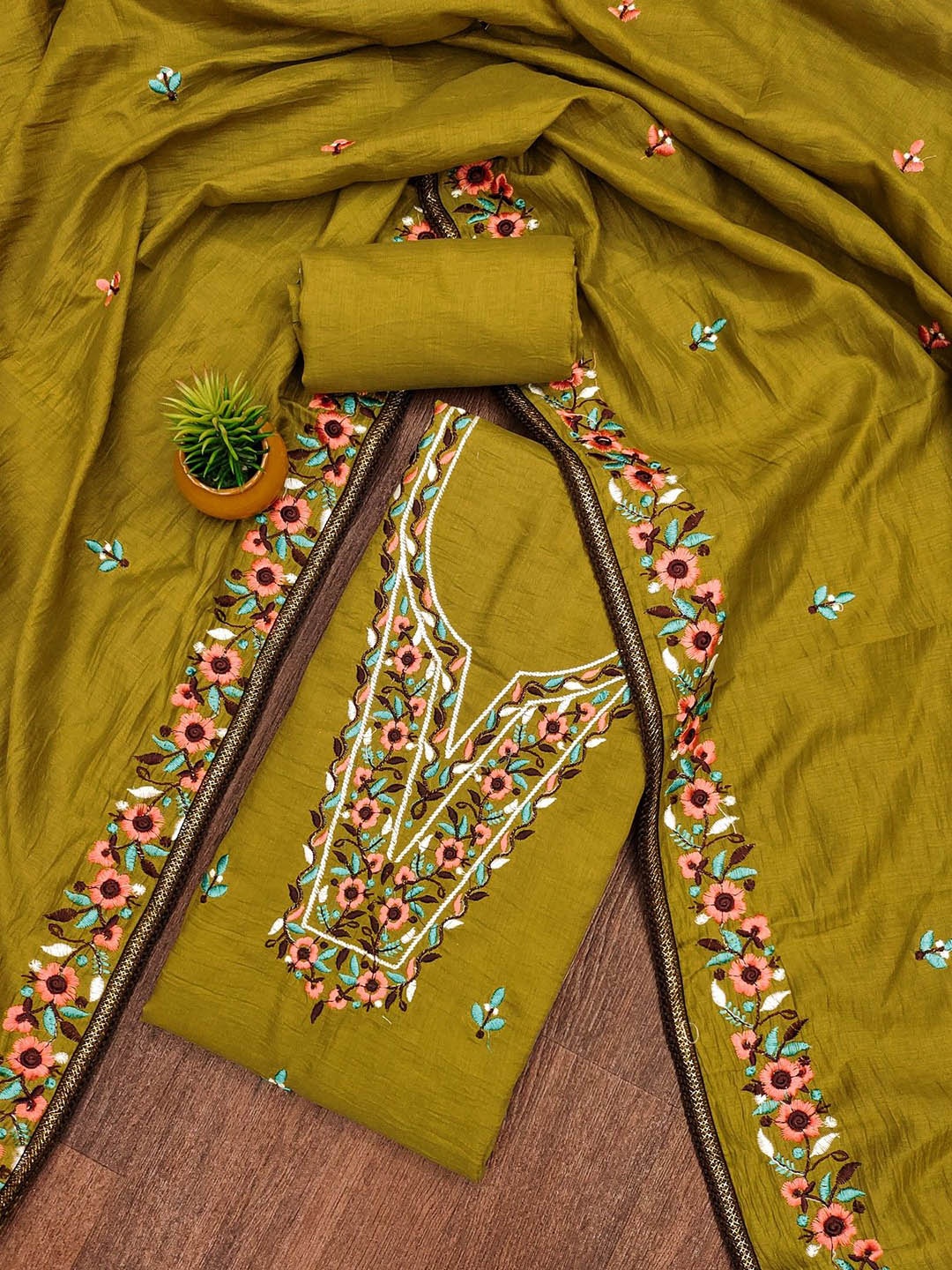 

ZEEPKART Unstitched Dress Material, Mustard