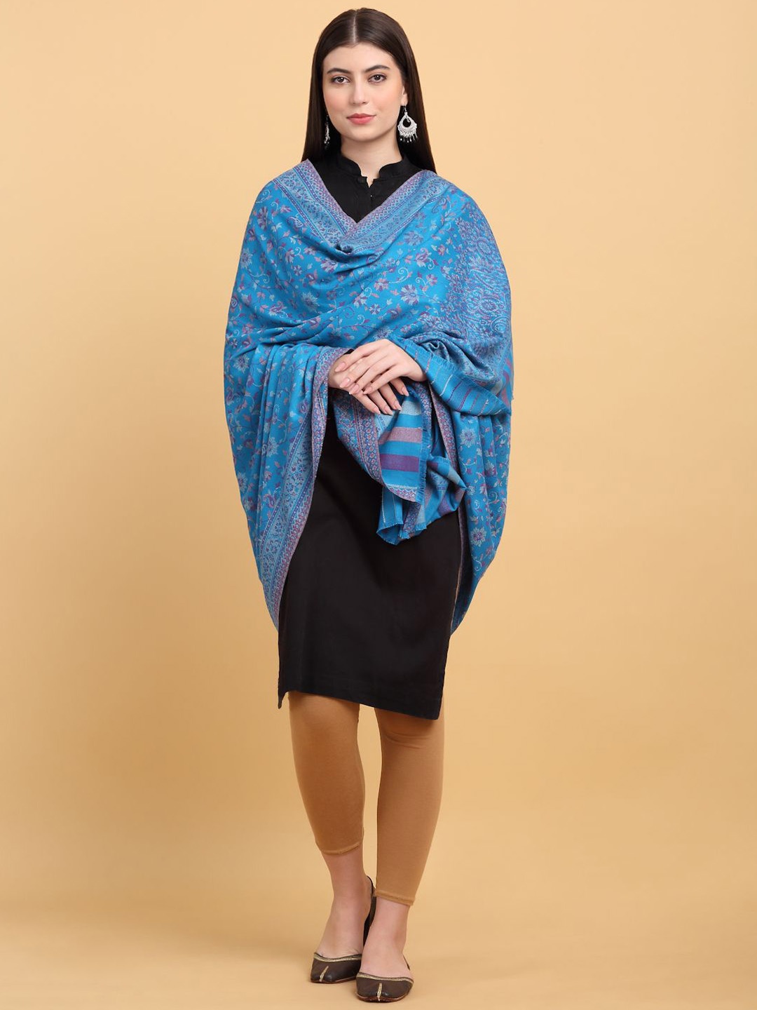 

KRAFT INDIA Women Paisley Printed Shawl, Blue