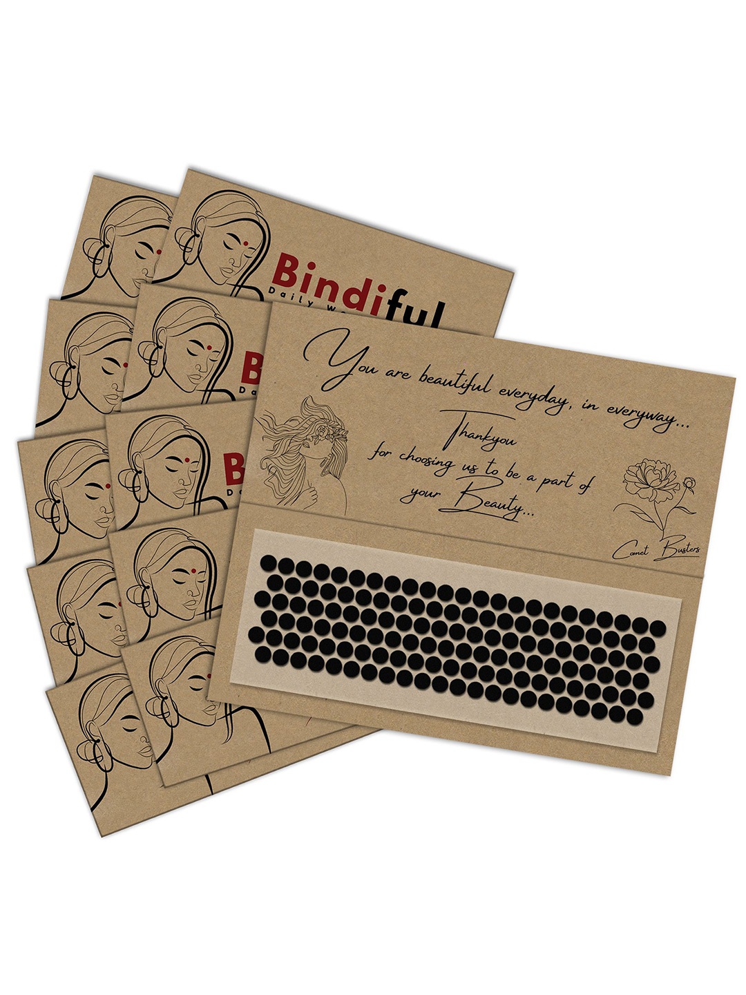 

Comet Busters Set Of 10 Handcrafted Traditional Designer Bindis, Black