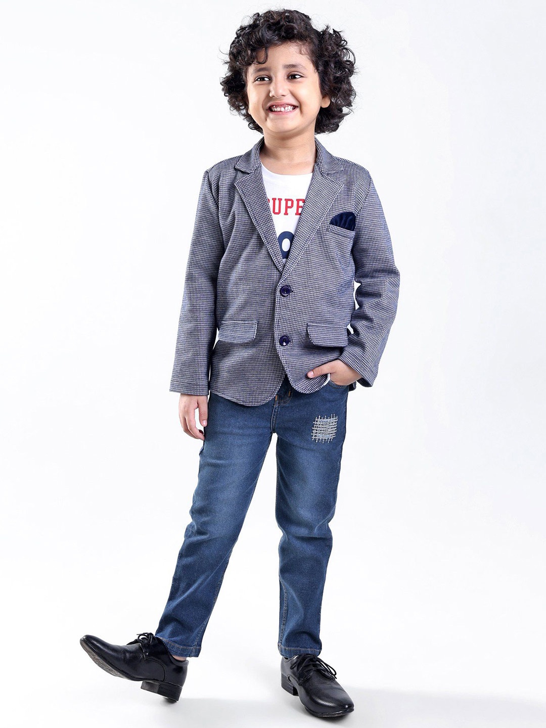 

Mark & Mia Boys Checked Shirt with Trousers, White