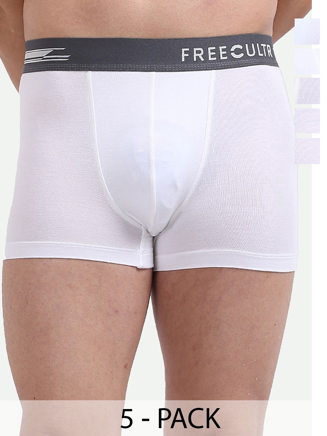 

FREECULTR Men Pack Of 5 Anti-Bacterial Trunks, White