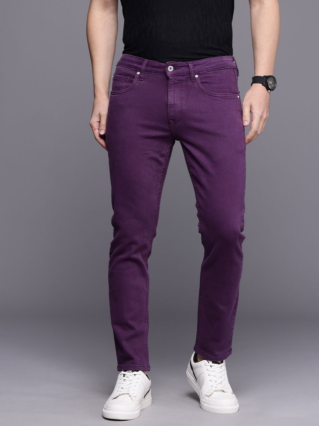 

Louis Philippe Jeans Men Smart Slim Fit Stretchable Jeans, Purple