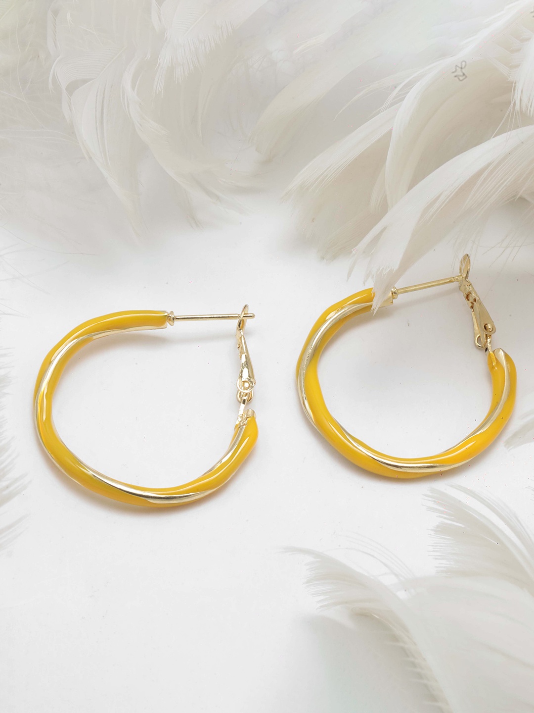 

Maansh Contemporary Hoop Earrings, Yellow