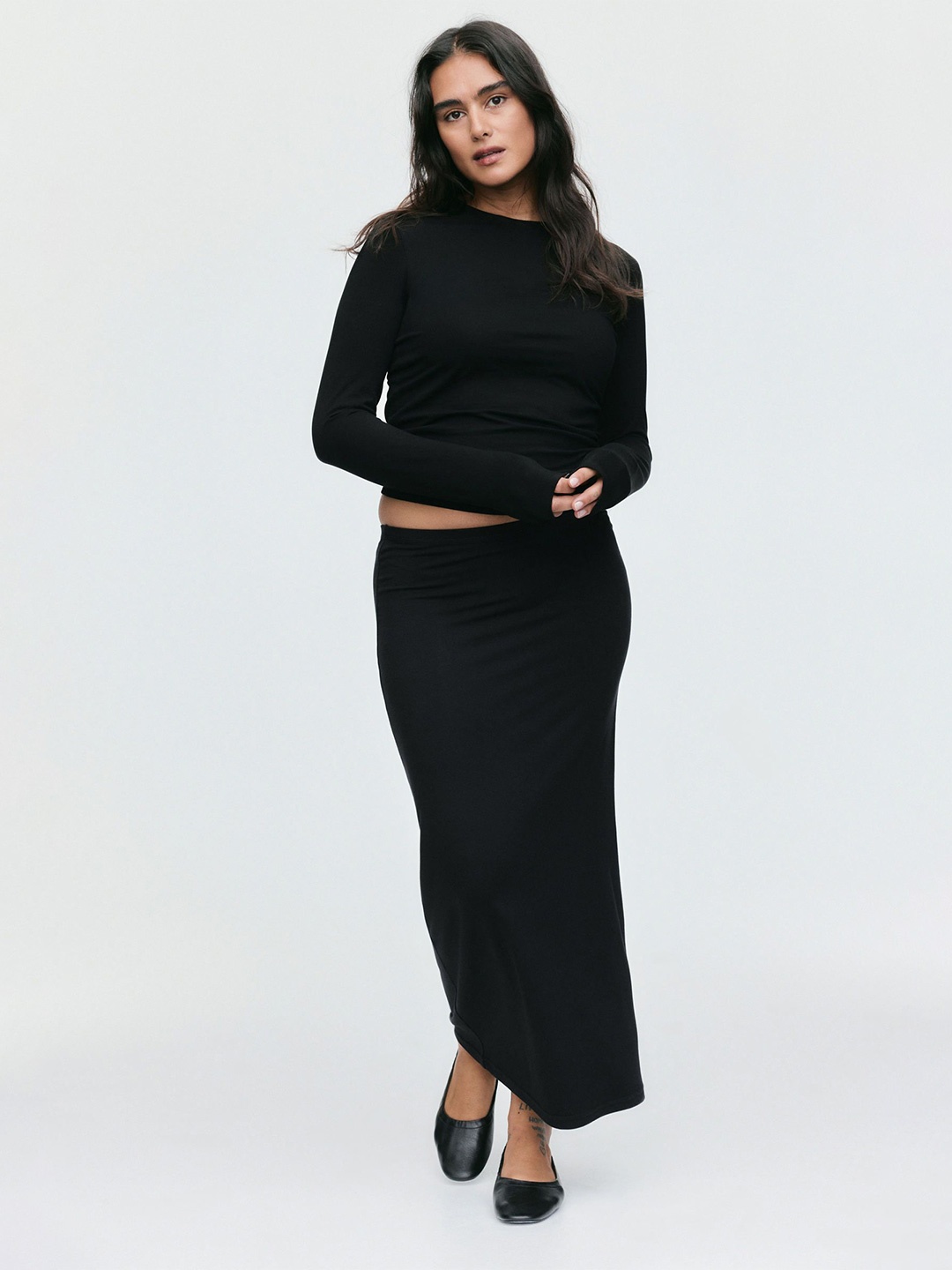 

H&M Women Fitted Cotton Top, Black