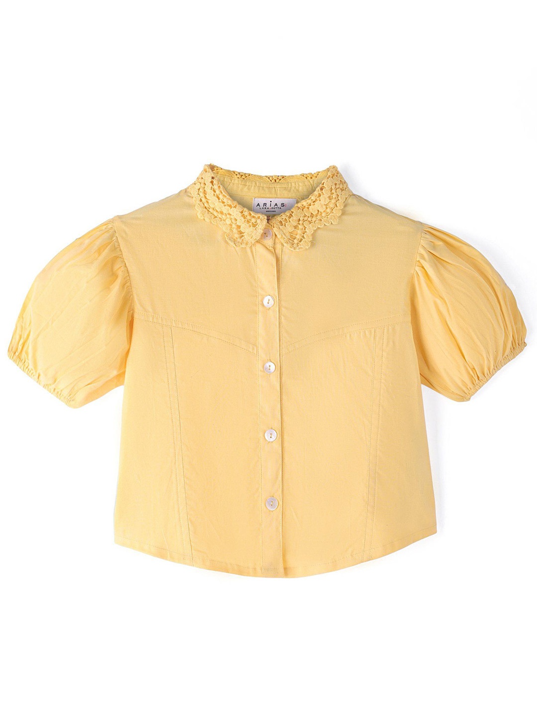 

ARIAS By LARA DUTTA Girls Puff Sleeve Cotton Top, Yellow