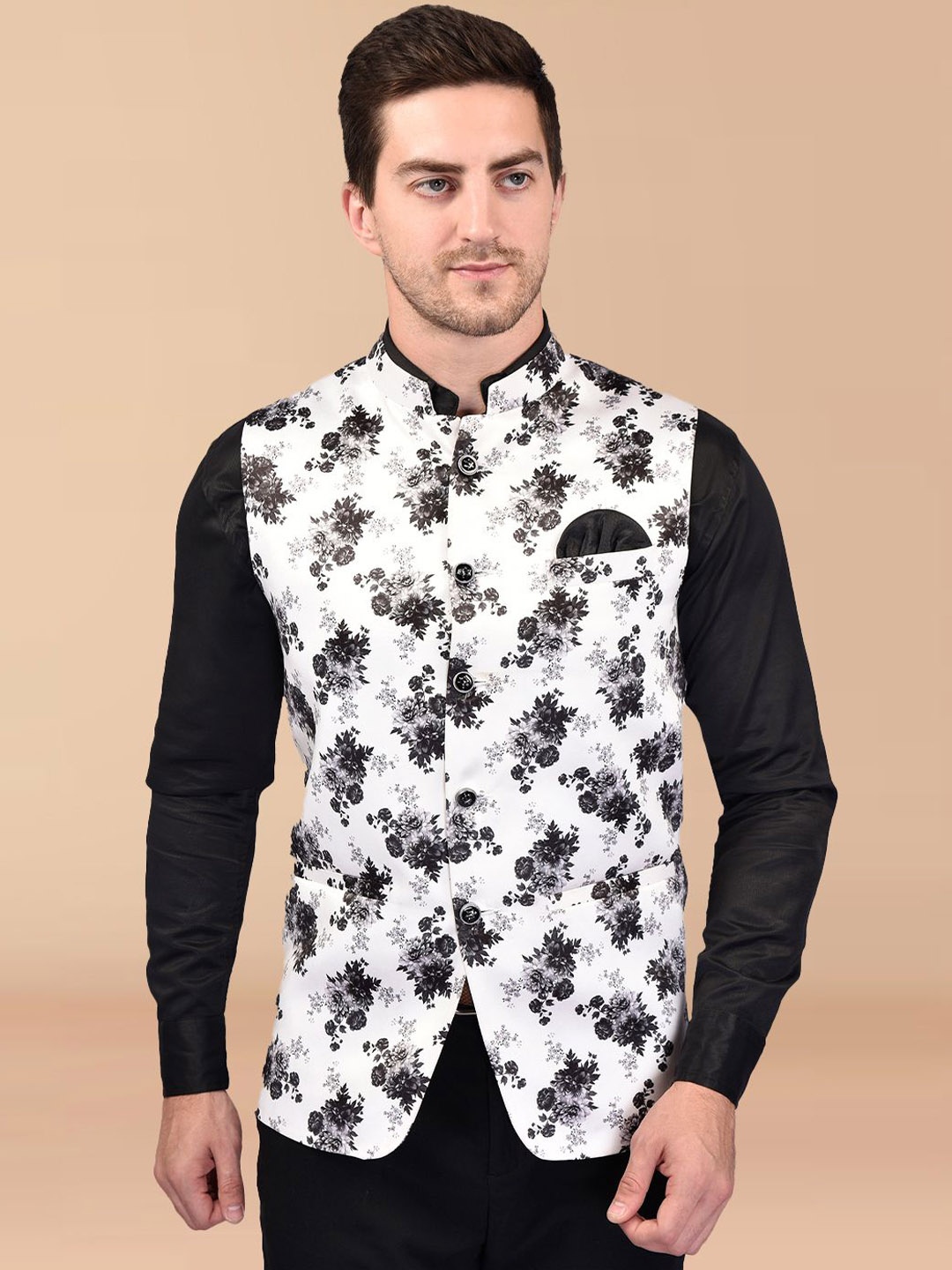 

BOWLIFESTYLE Printed Nehru Jackets, Black