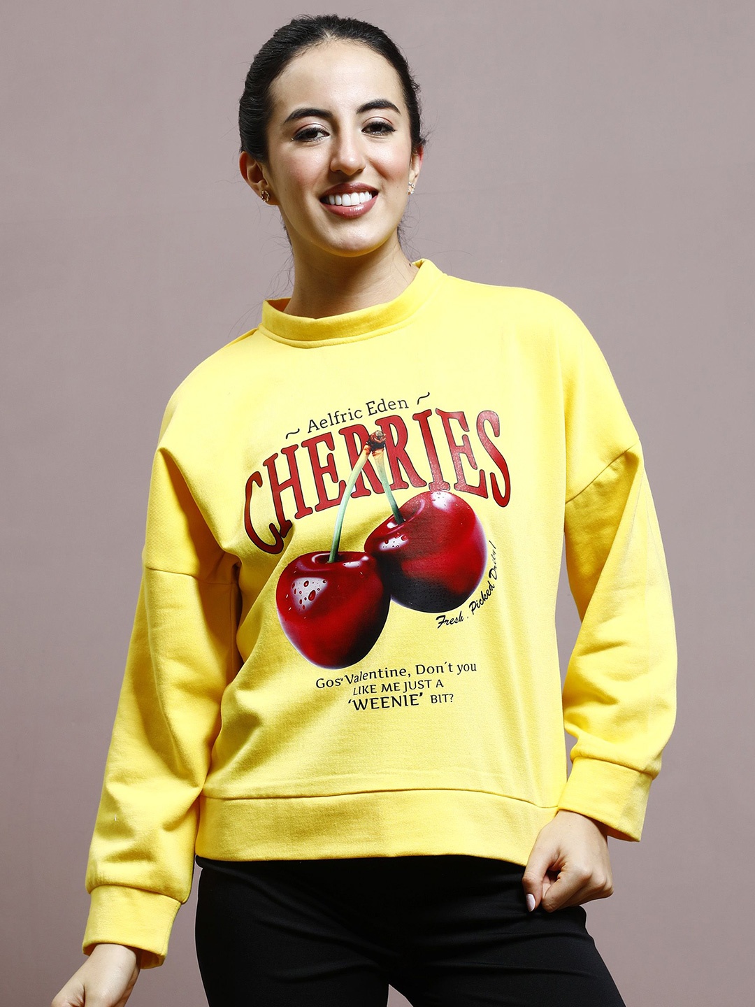 

Athena Women Printed Sweatshirt, Yellow