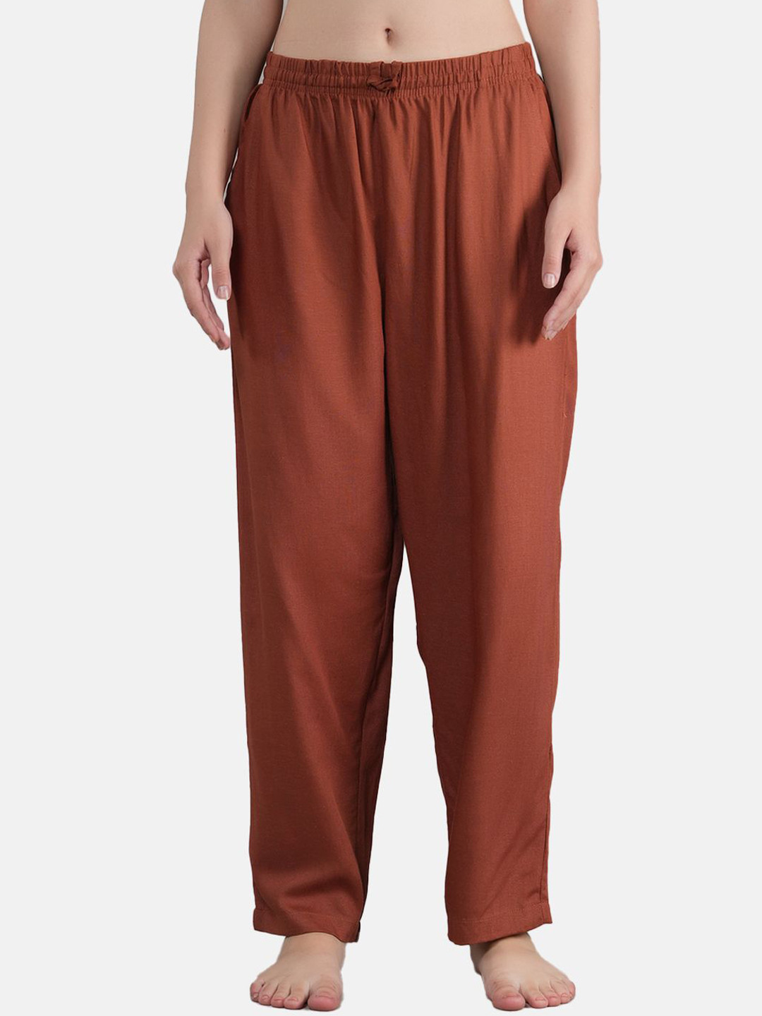

Style Shoes Women Straight Lounge Pants With Functional Pocket, Maroon