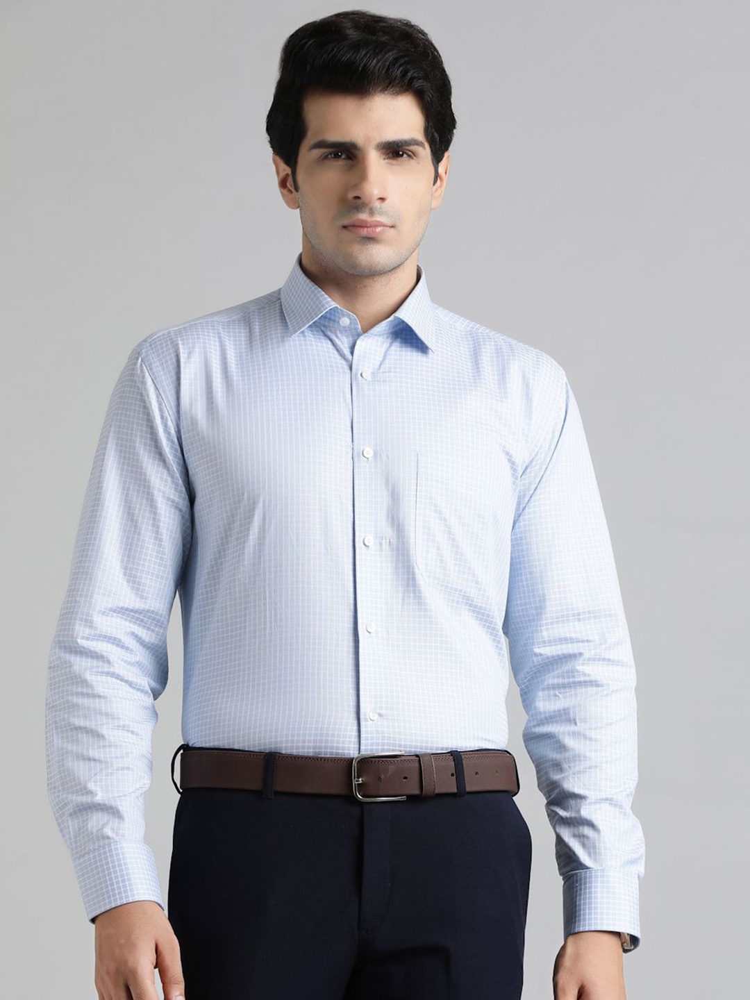 

JADE BLUE Men Opaque Checked Formal Shirt