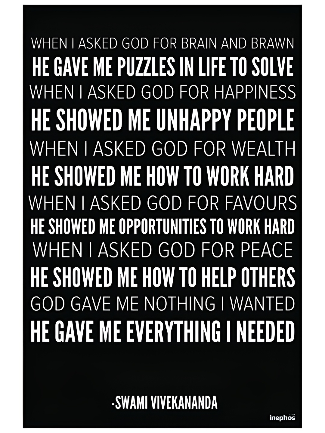 

Inephos Black & White Paper Swami Vivekan&A Quotes Inspirational Vinyl Poster