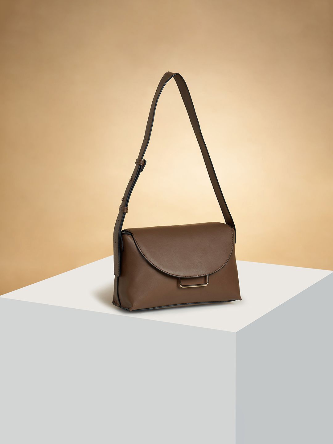 

Forever Glam by Pantaloons Colourblocked PU Structured Shoulder Bag, Brown