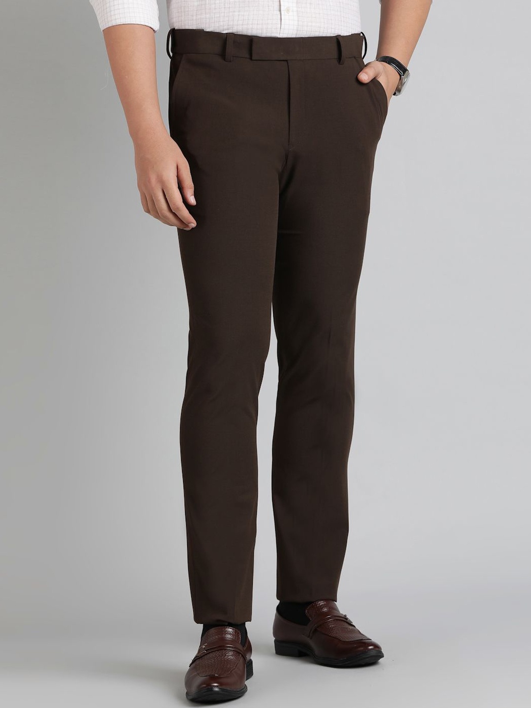 

METAL Men Slim Fit Trousers, Brown