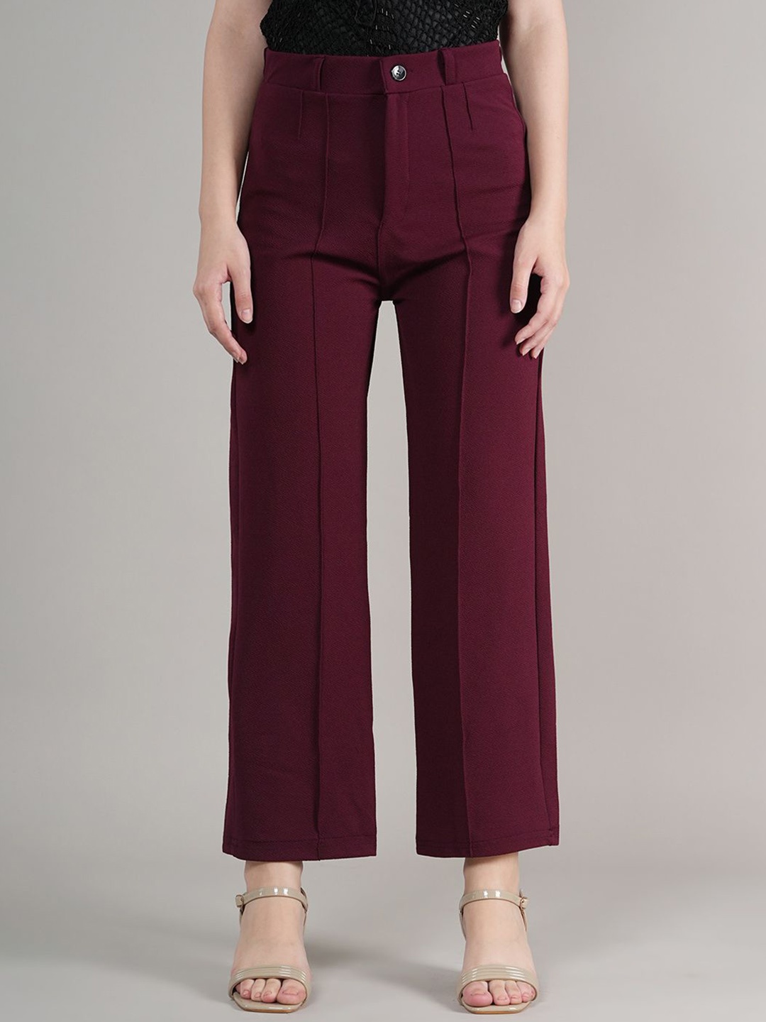 

NEYSA Women High-Rise Easy Wash Trousers, Maroon