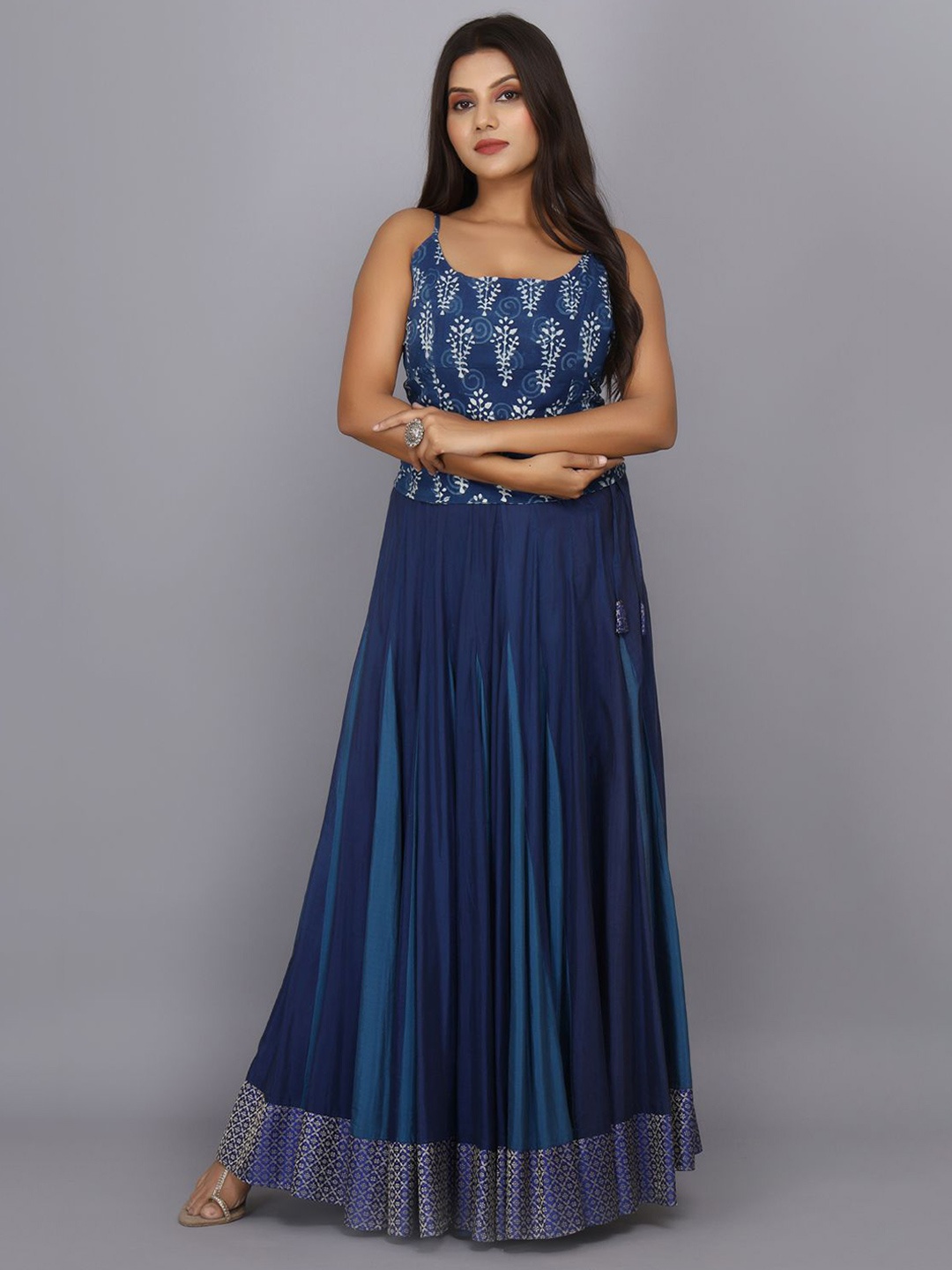 

Geroo Jaipur Printed Ready to Wear Lehenga Choli, Blue