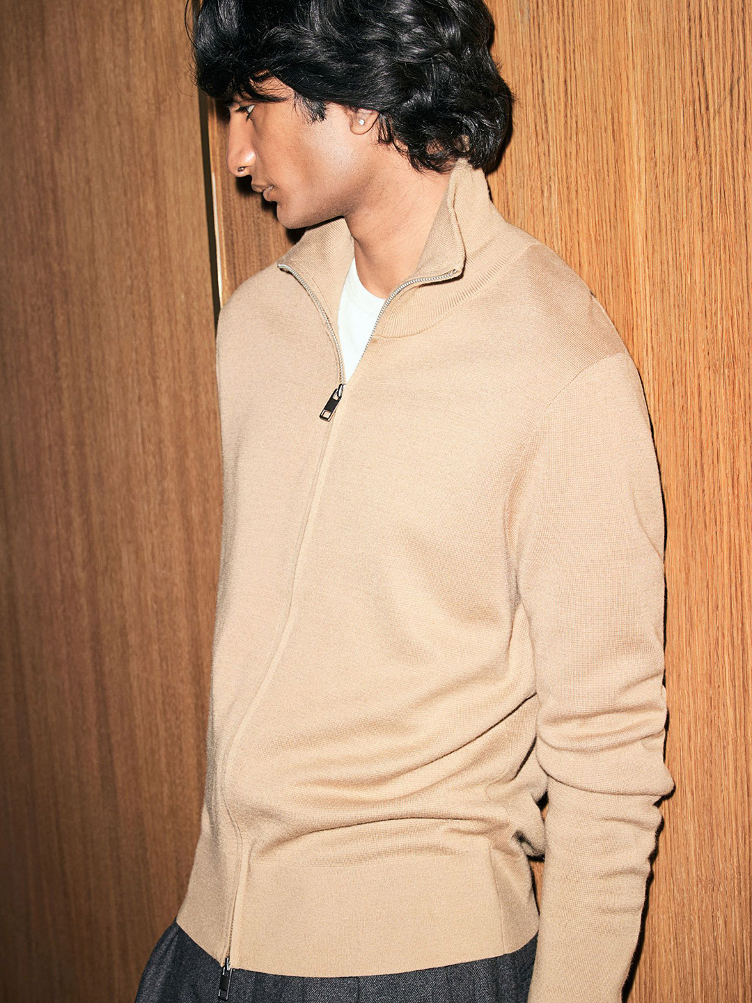 

H&M Zip Cardigan, Beige