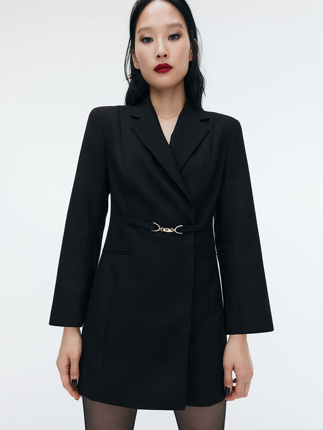 

H&M Twill Blazer Dress, Black