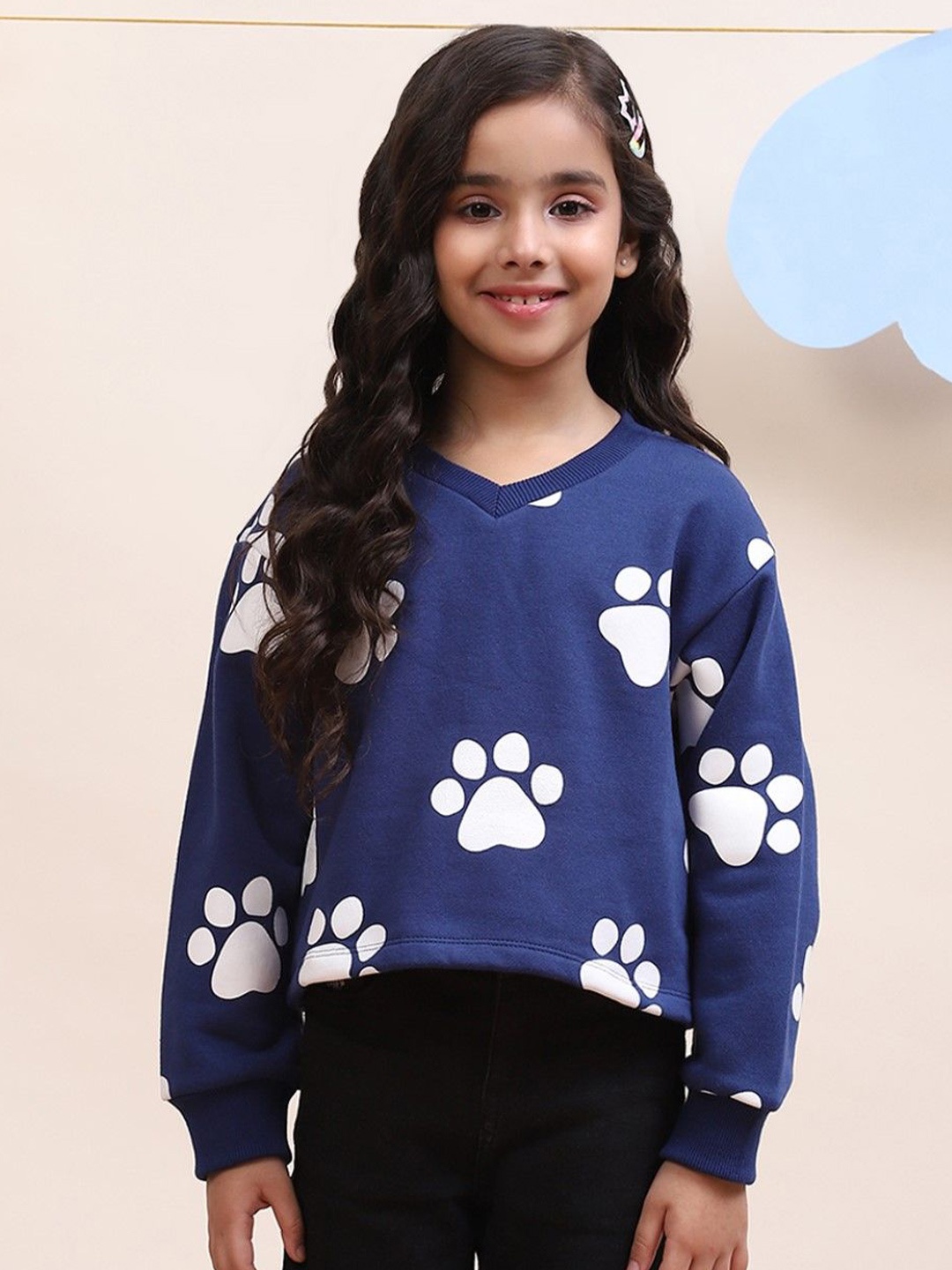 

SPUNKIES Girls Printed Pullover Sweatshirt, Navy blue