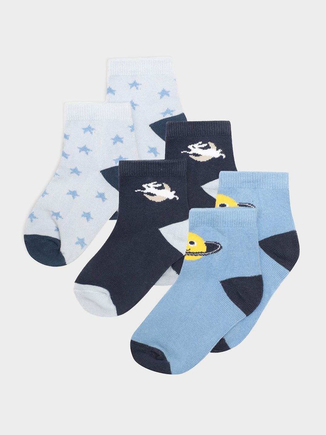 

MiArcus Kids Pack Of 3 Patterned Ankle-Length Socks, White