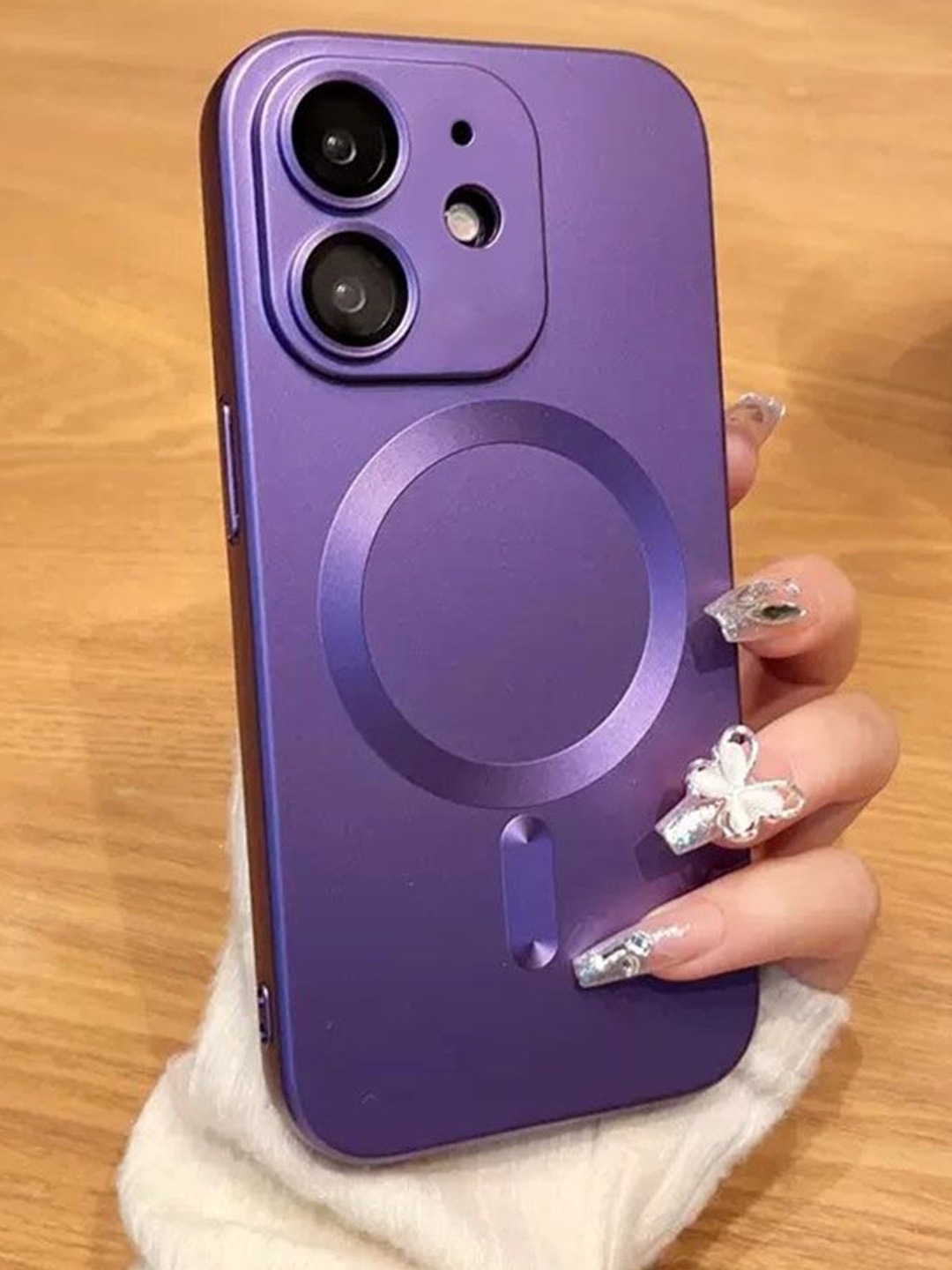 

Luxury Kase Solid Printed iPhone 12 Back Case Mobile Accessories, Purple