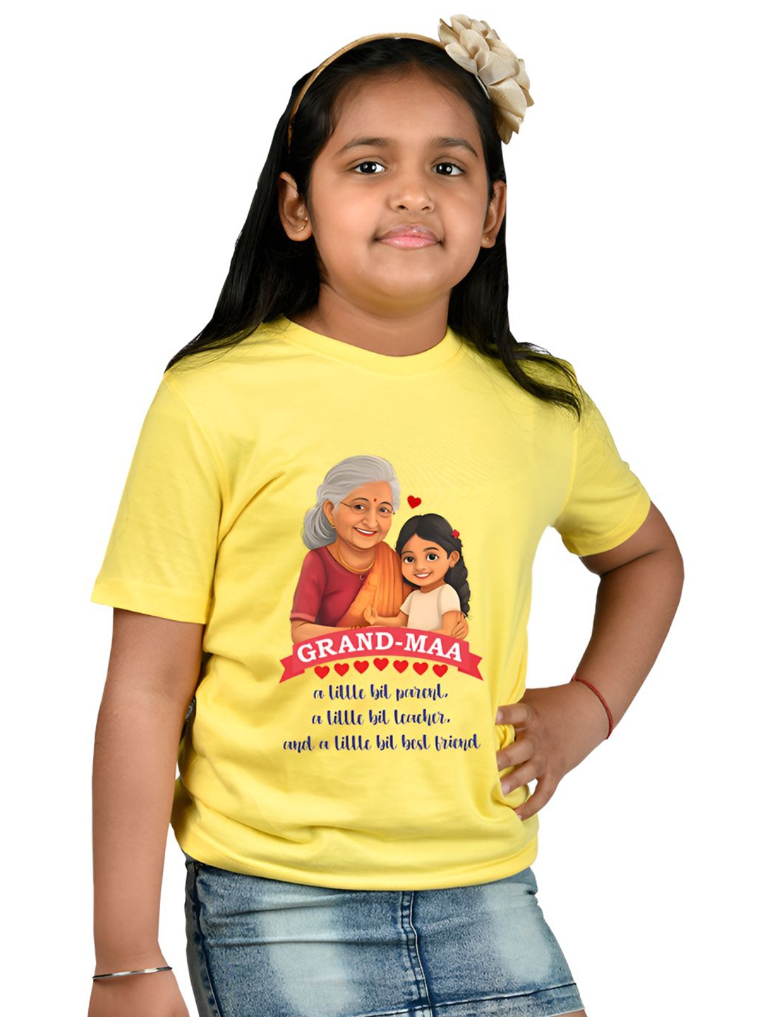 

BAESD Girls Typography Printed Pockets T-shirt, Yellow