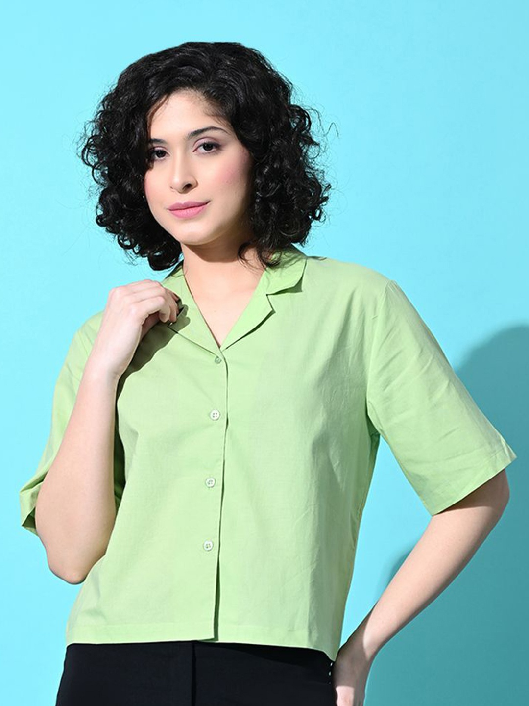 

all about you Women Cotton Shirt Style Top, Green