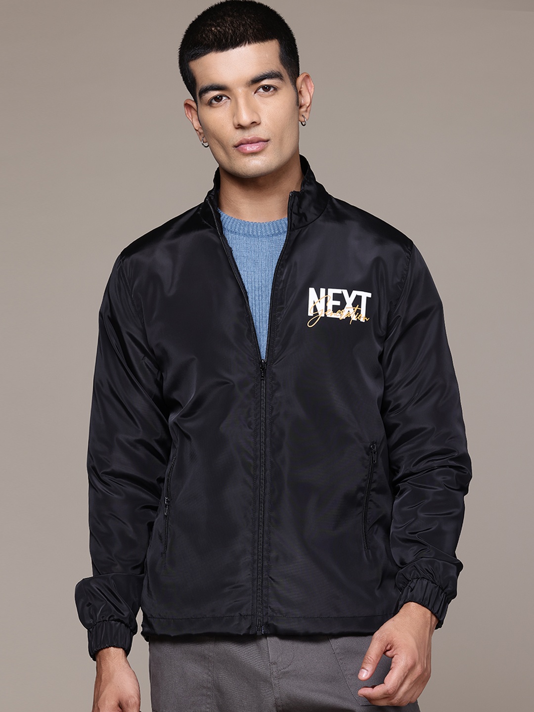 

The Roadster Lifestyle Co. Typography Print Tailored Jacket, Black