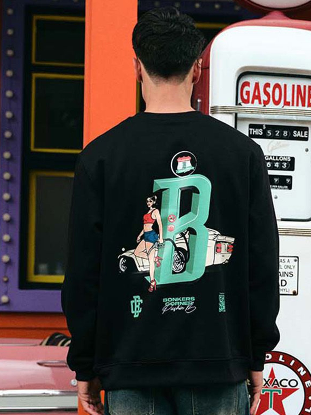 

Bonkers Corner Men Printed Pullover Sweatshirt, Black