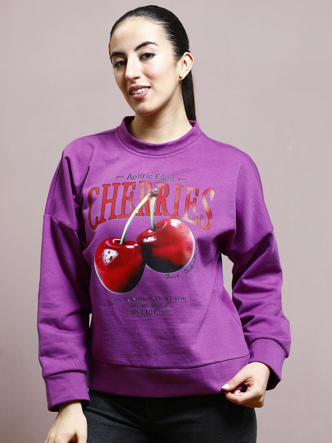 

Athena Women Graphic Printed Sweatshirt, Purple
