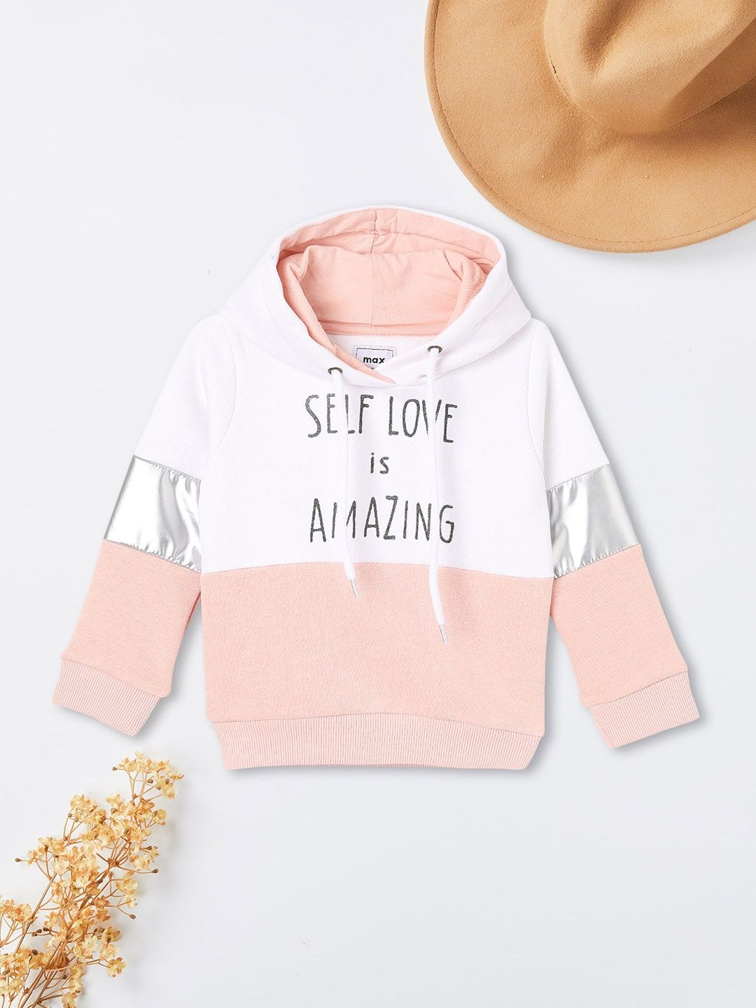 

max Girls Printed Hooded Sweatshirt, Beige