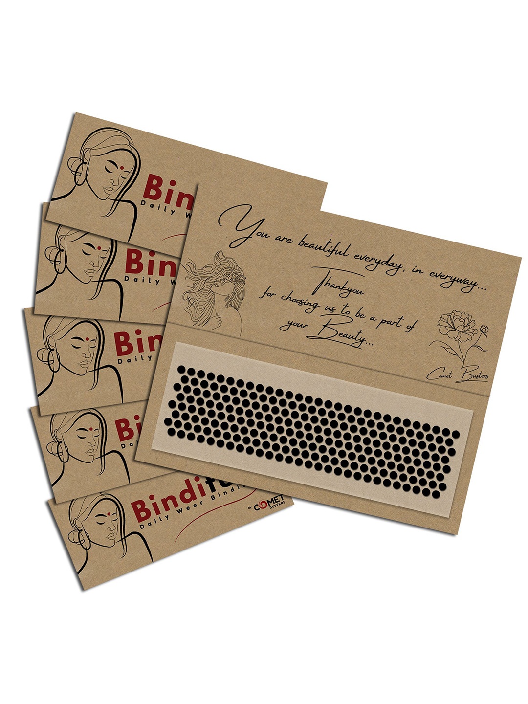 

Comet Busters Bindiful Set Of 5 Traditional Bindis - Black