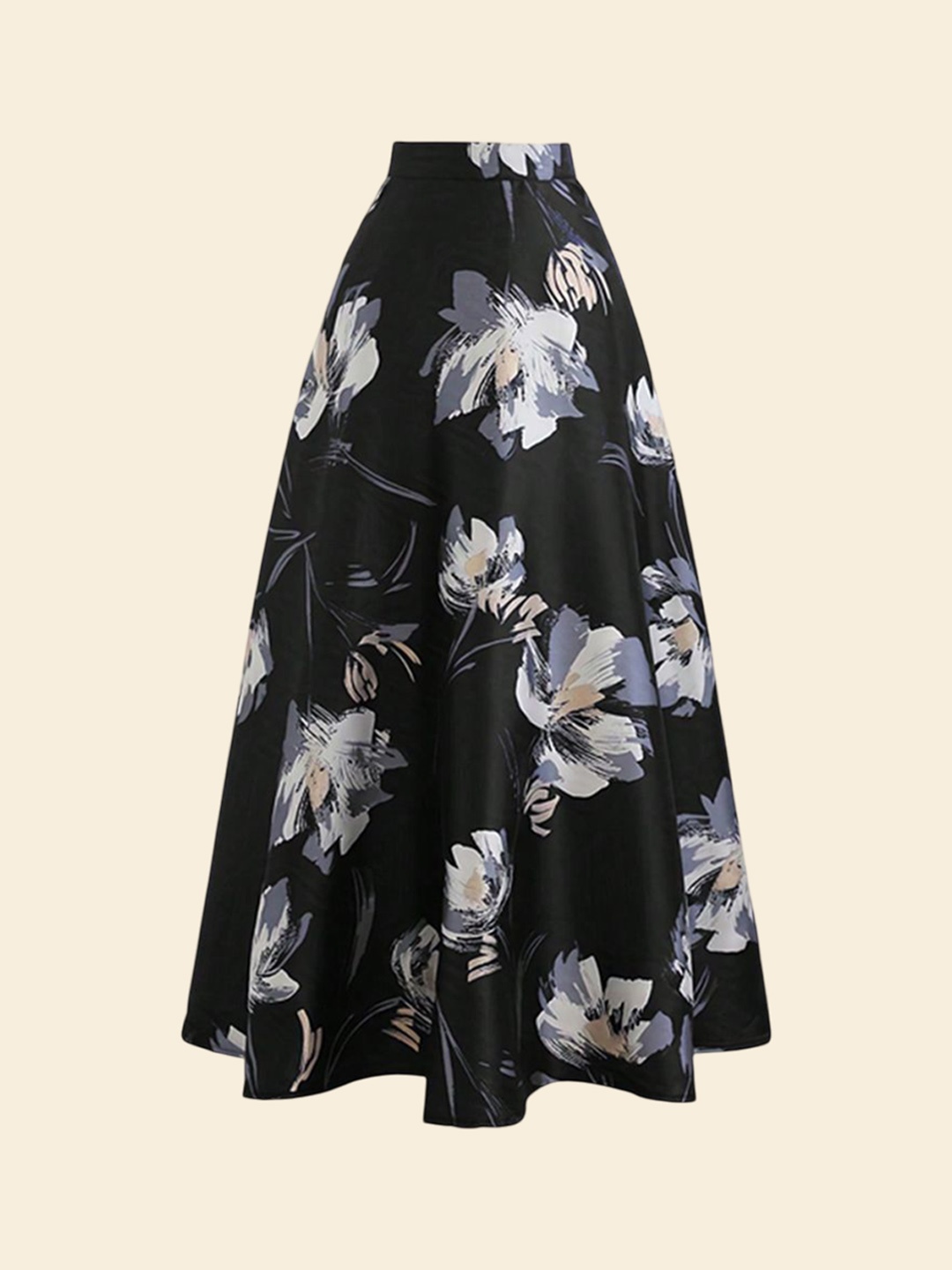 

StyleCast Printed Flared Maxi Skirt, Black