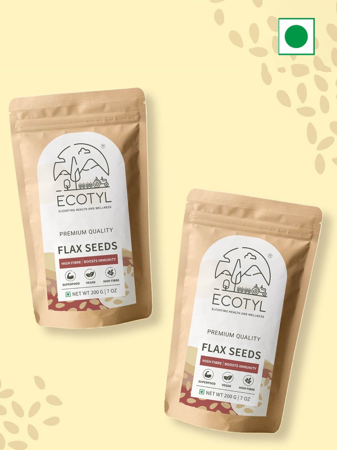 

Ecotyl Set Of 2 Flax Seeds- 200g, Brown