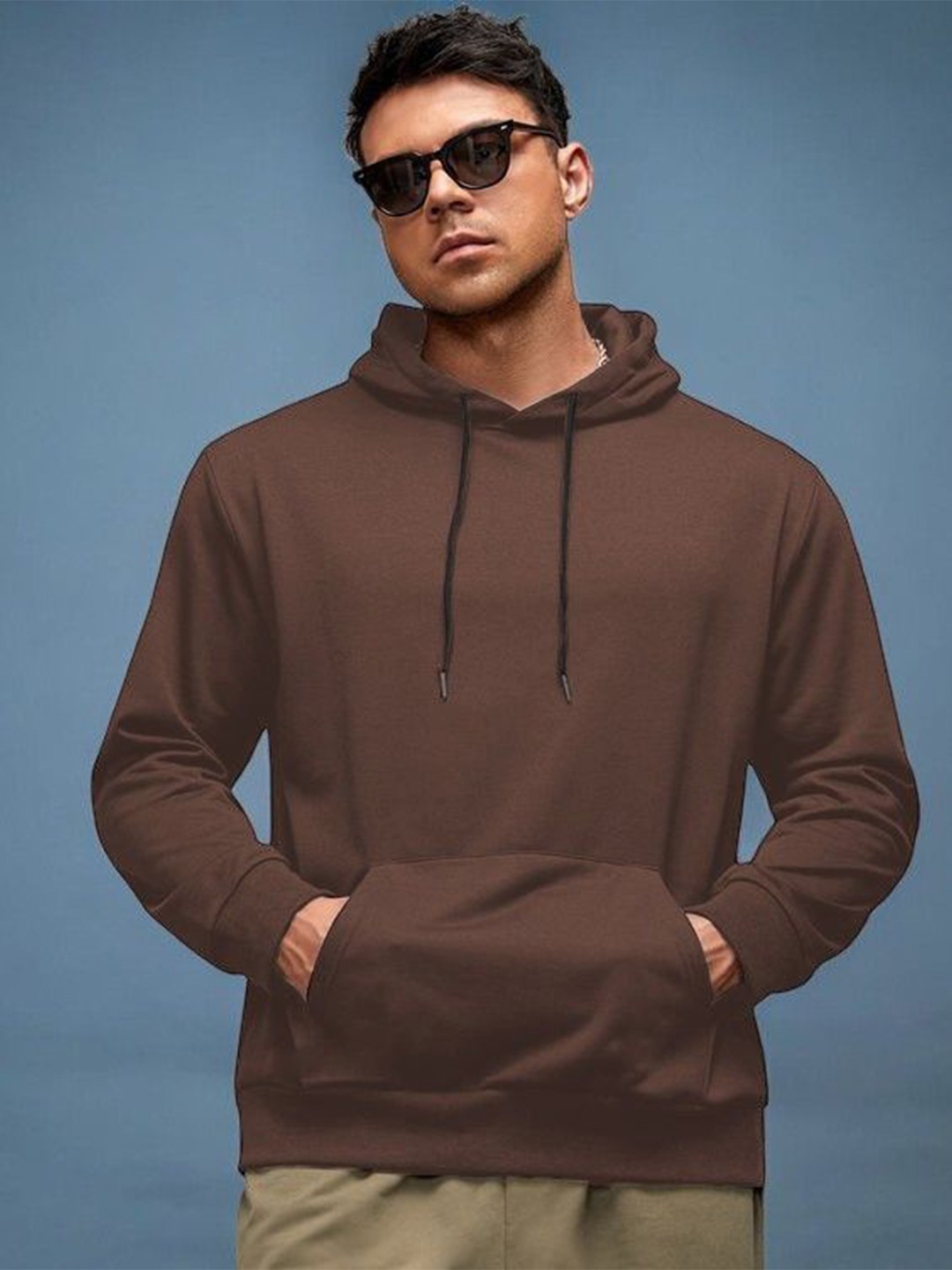 

TABADTOD Men Long Sleeves Hooded Sweatshirt, Brown
