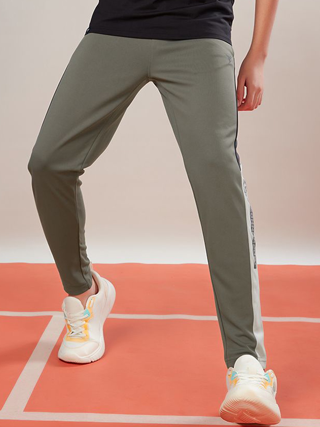 

Technosport Boys Slim Fit Mid Rise Track Pants, Olive