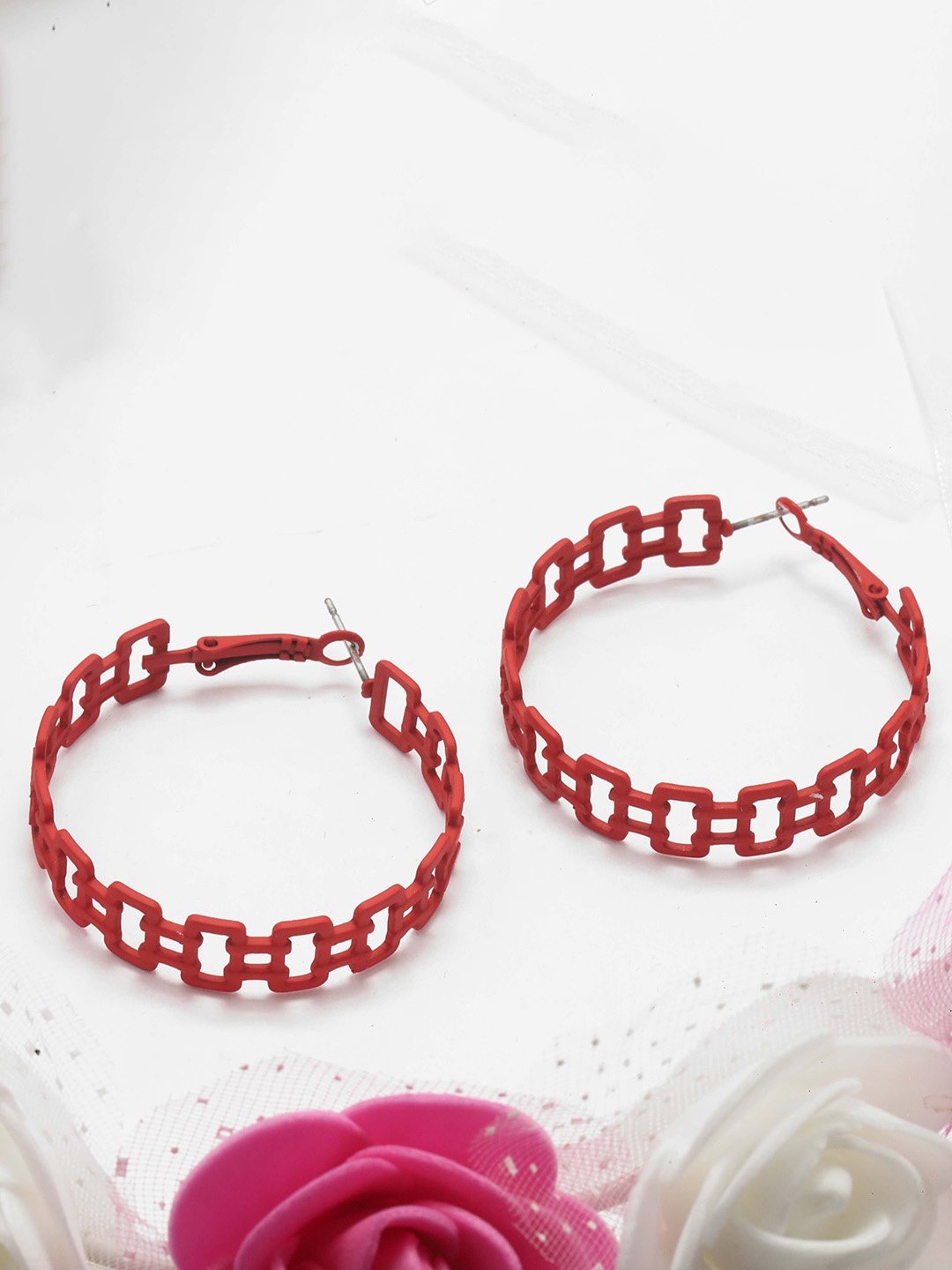 

Maansh Contemporary Hoop Earrings, Maroon