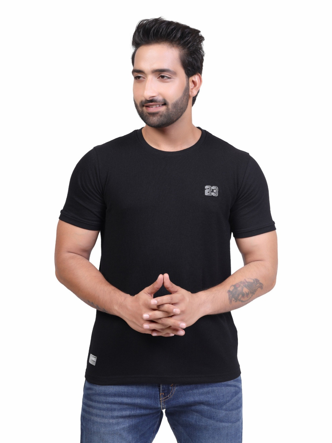 

JOE POLLEN Men Brand Logo Applique Slim Fit T-shirt, Black