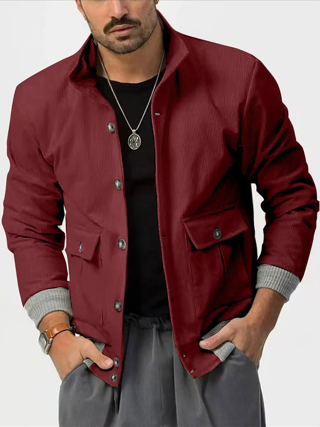 

StyleCast x Revolte Men Open Front Jacket, Maroon