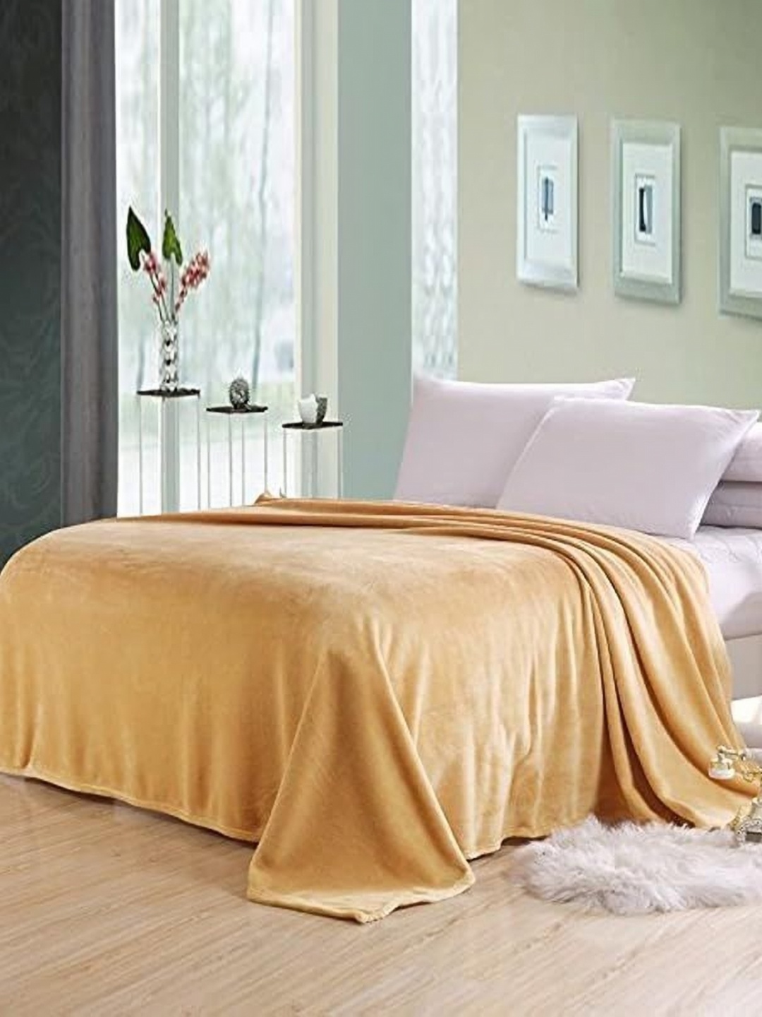 

MORADO Camel Brown Woollen 300 GSM Double Bed Blanket