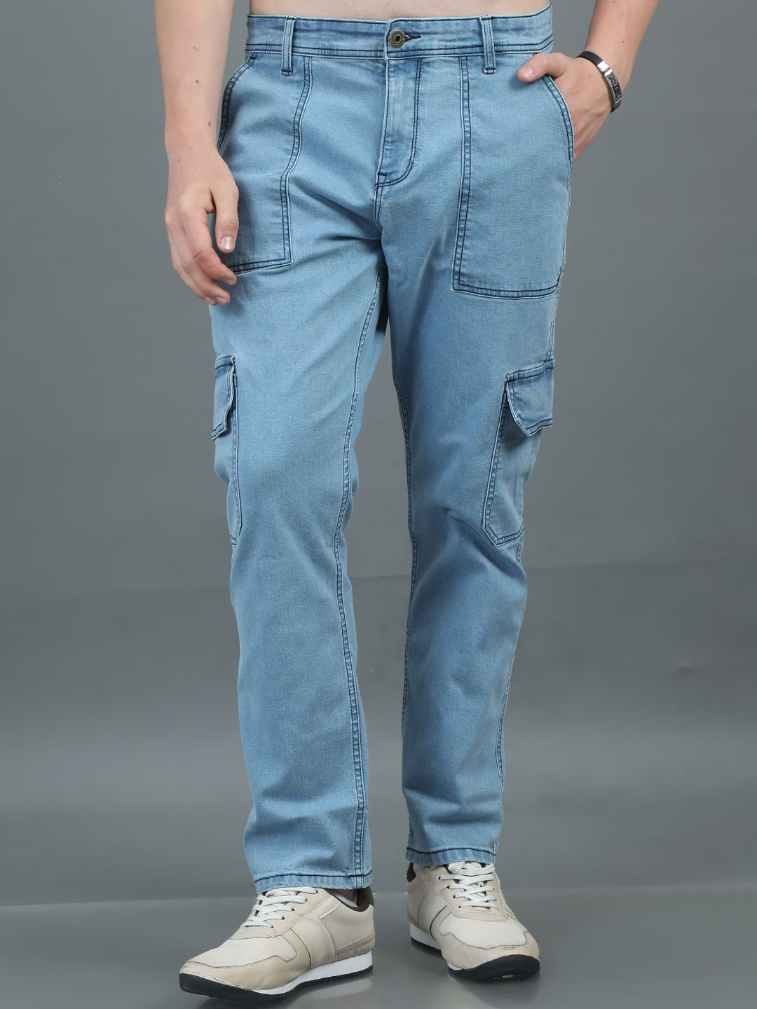 

PAUL STREET Men Relaxed Fit High-Rise Heavy Fade Stretchable Jeans, Blue